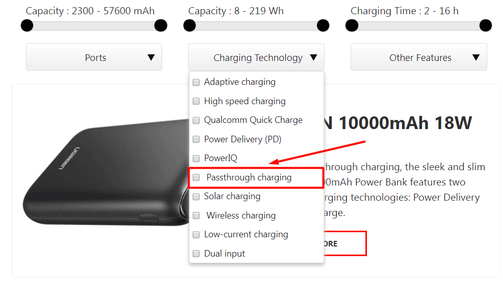pass through charging feature