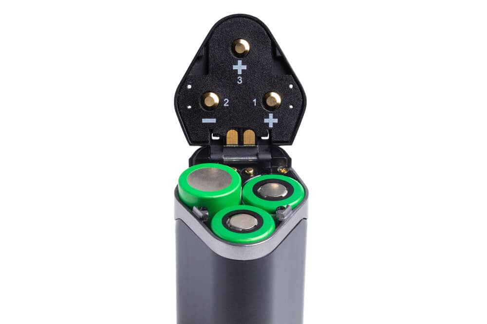 18650 batteries in the battery compartment of an electronic device