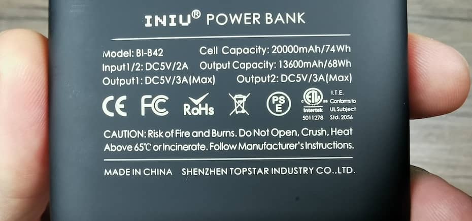 20000mAh power bank